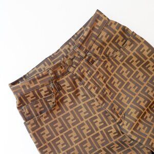Authentic Preowned Vintage Fendi Brown Zucca Print Straight Leg Pants - S